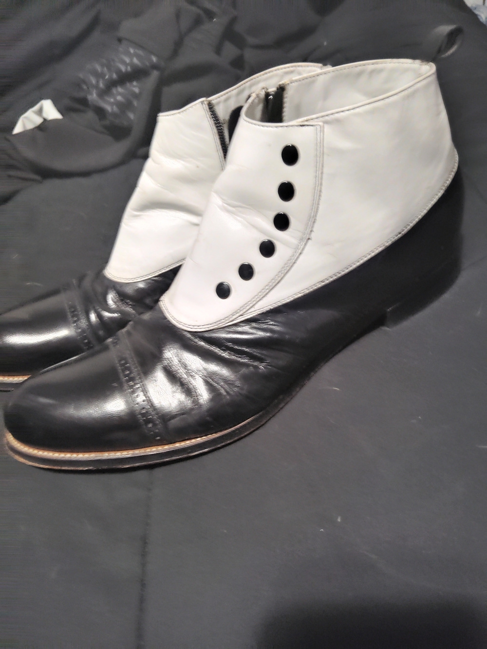 Stacy Adams Black and White Button-Front Dress Boots
